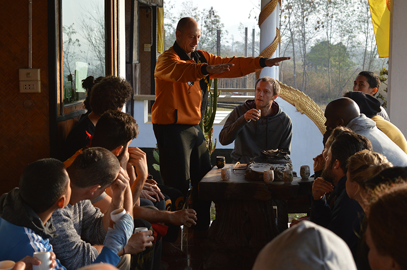 Master Iain teaching Students during morning tea break.