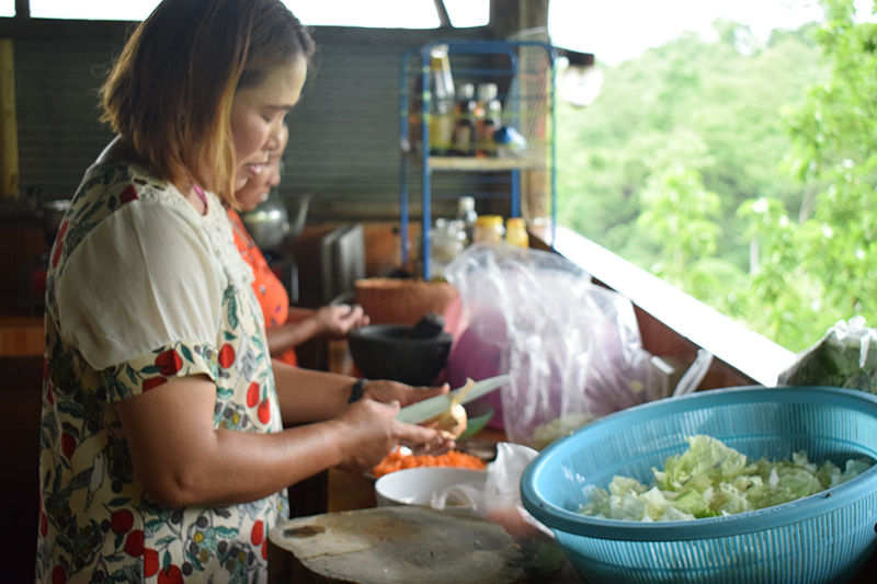 Nam Yang Chefs prepping vegetables for meals