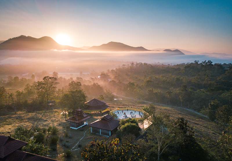 Drone Photo Shot of Nam Yang Kung Fu Retreat in Pai, thailand