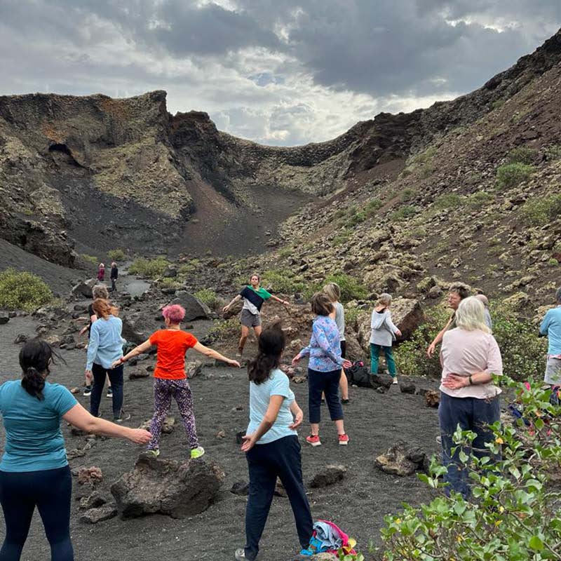 Lauras class doing Qigong in a volcanic crater