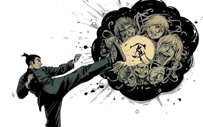 Kung Fu Kicks Self Doubt.