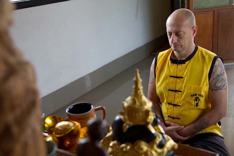 Master Iain meditation in the Buddha House